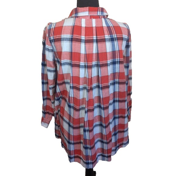 Free People Tunic Top Collared Boho Western Pleating Pockets Relaxed Fit Small - Picture 2 of 11
